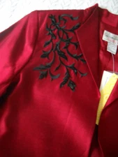 Victor Costa Occasion, Red Silk Jacket Medium New w/Tags