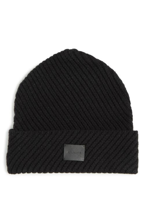 AllSaints Traveling Rib Peak Beanie in Black 11490₽