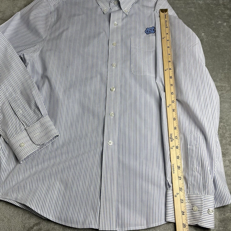 Cutter & Buck UNC Logo Chapel Hill Tarheel Blue Plaid Button Down Shirt M EUC - Image 3 of 4