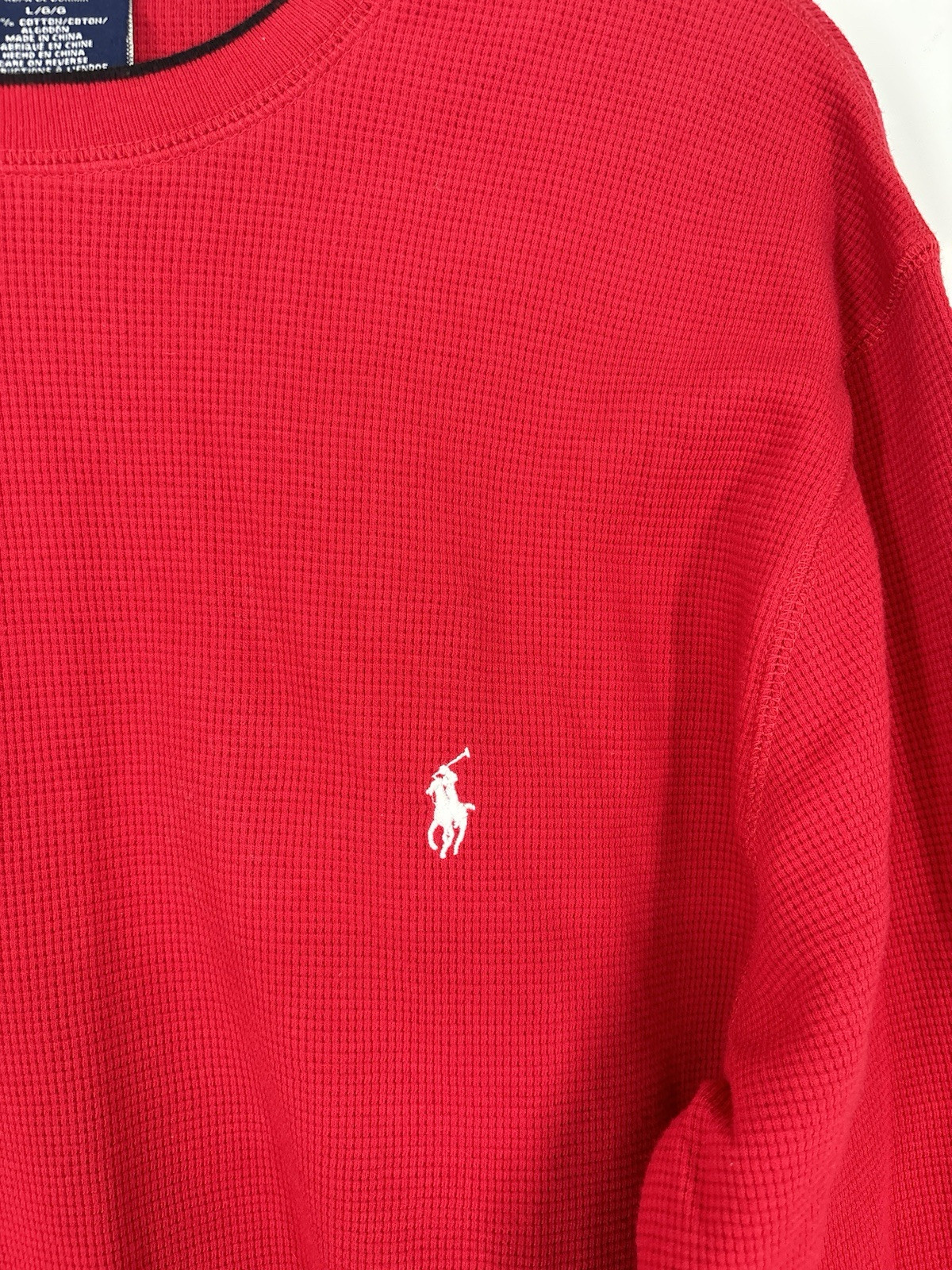 Polo Ralph Lauren manica lunga waffle maglia termica manica lunga logo pony grande