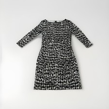 Ann Taylor Stretch Shift Dress Petite Size 4P Black, White & Gray 3/4 Sleeve(A27