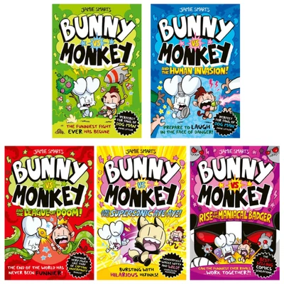 Bunny vs Monkey Books 1-5 Collection Set Jamie Smart - NEW (Free delivery)