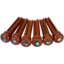 6pcs Rosewood Guitar Bridge Pins Inlaid Abalone Dot Acoustic Guitar Replaceme...