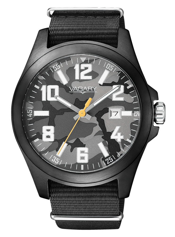 Montre Vagary Homme 94Th acier IB7-848-50 étanche avec cadran noir
