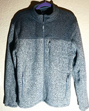 George Men's Gray Fleece Jacket Full Zip Pockets Stand-Up Collar Size M