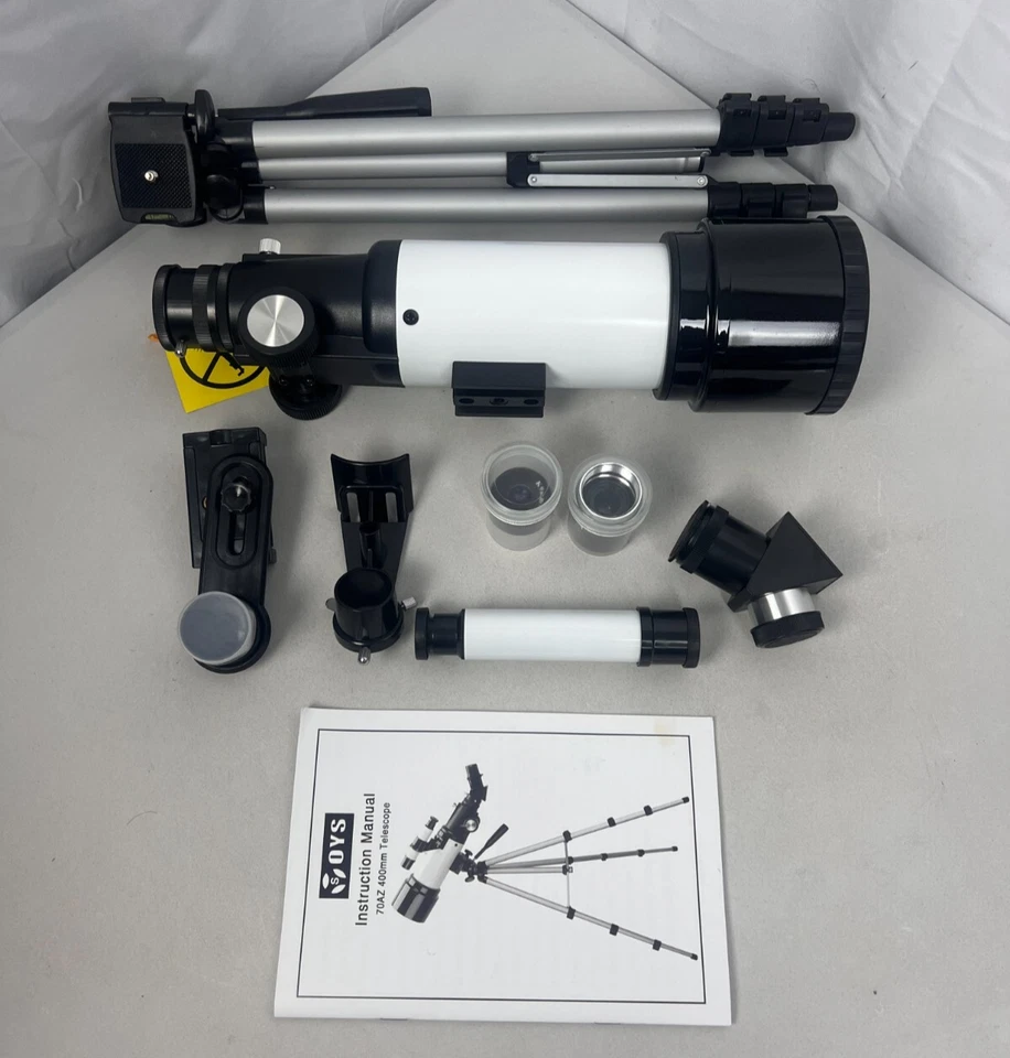OYS Telescope 70mm Aperture 400mm Refractor Portable Astronomy White – Used - Image 2 of 4