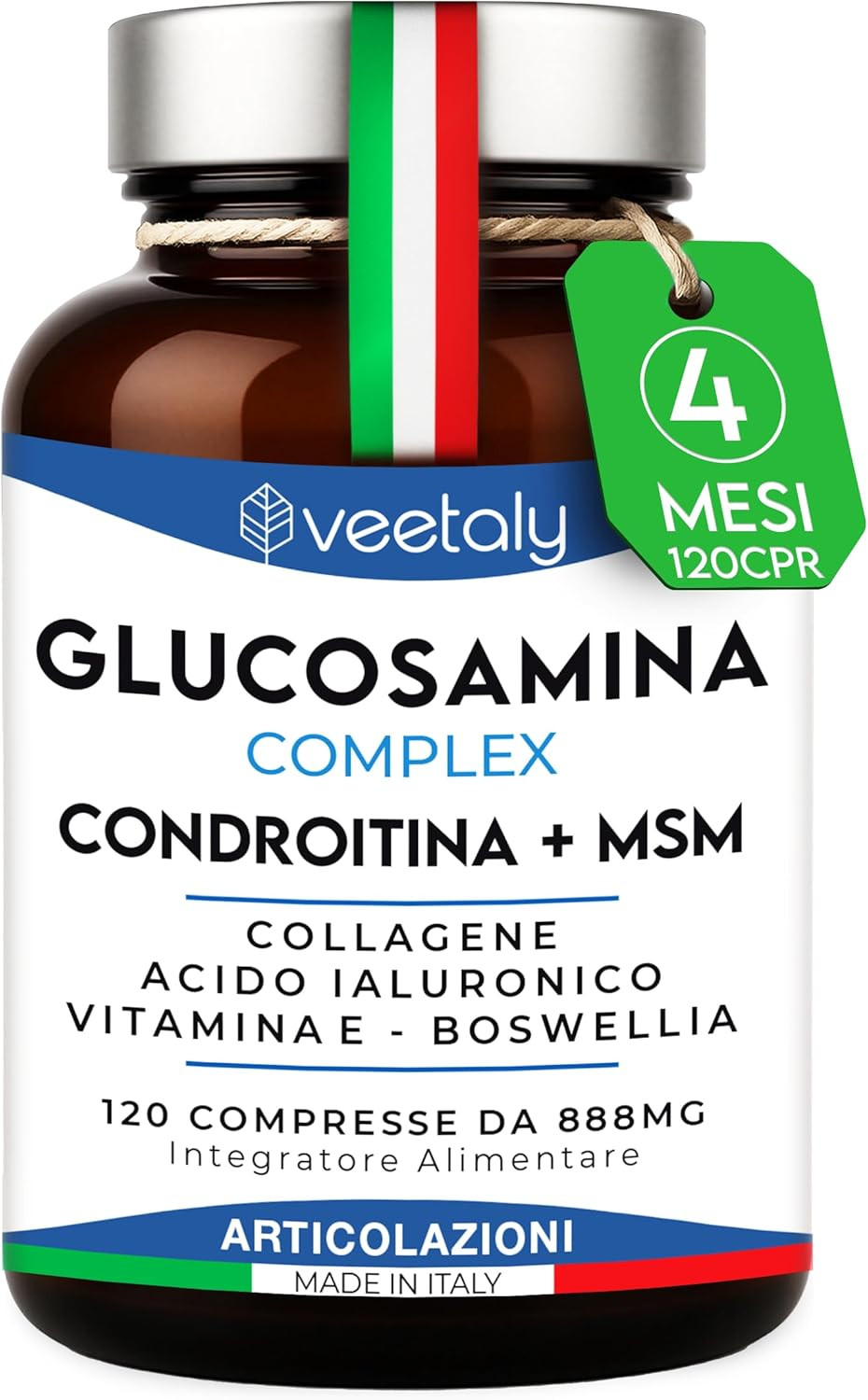 Glucosamina Condroitina MSM Gino | 120 Compresse per Ginocchia e Ossa