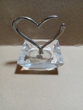 Pandora Etched Crystal Silver Open Heart Charm Ring Holder Jewelry Stand