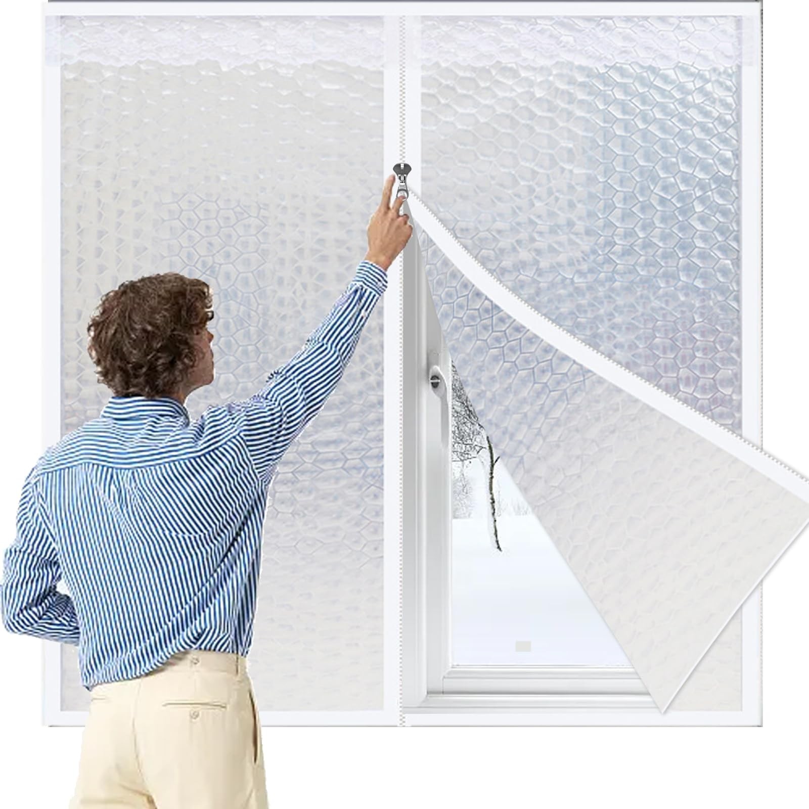 Thickened Reusable Window Insulation Kit 47'' x 63''-Winter 47*60in, Clear