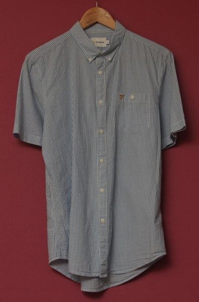 Men Farah Shirt Blue Cotton 38 / M / 46 #3XIX