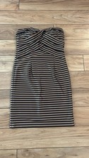 Foreign Exchange Strapless Striped Bodycon Dress Beige Black Women’s Size Small