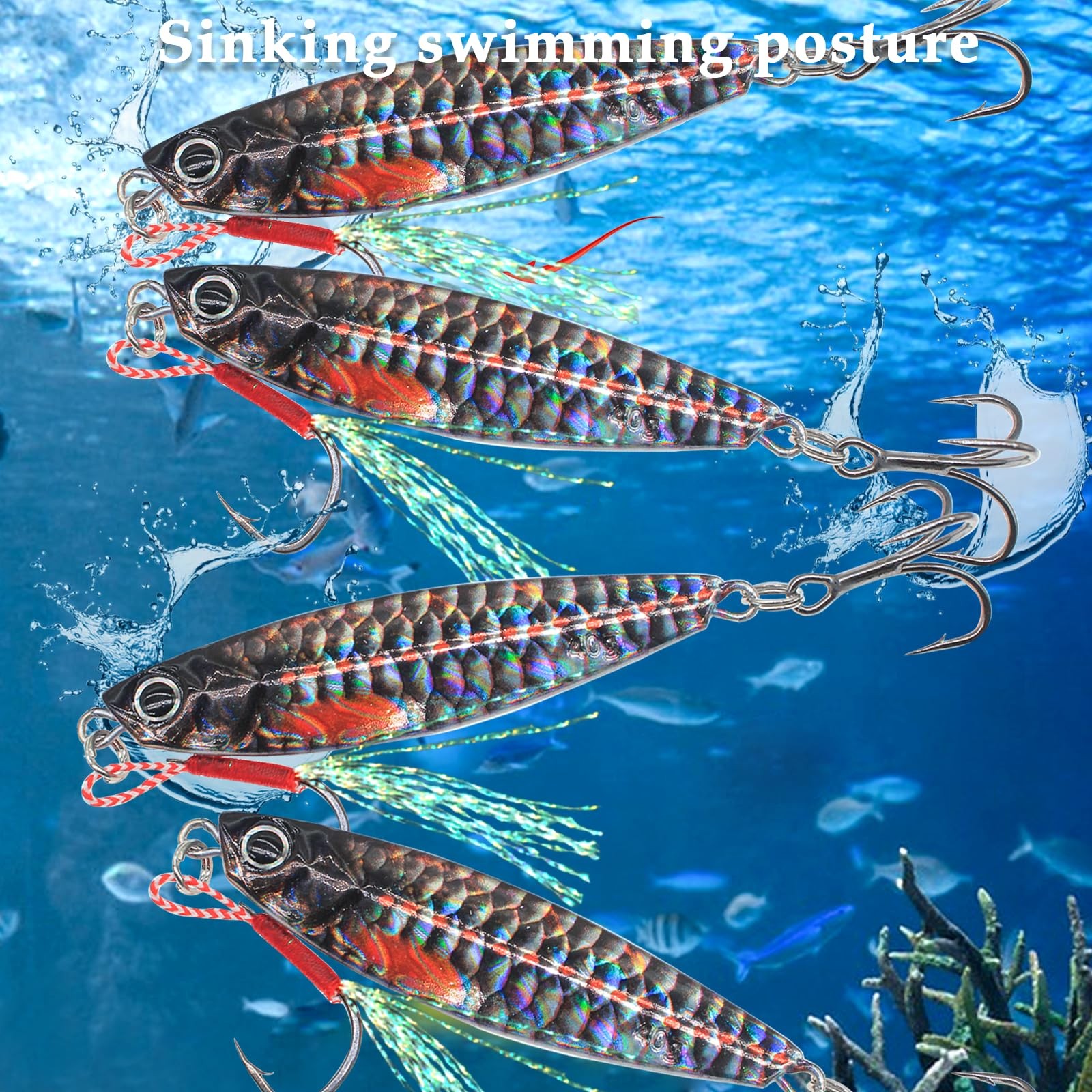Fishing Jigs Vertical Saltwater Jigs Vertical Jigging Spoon Fishing Tuna Lure... - Image 3