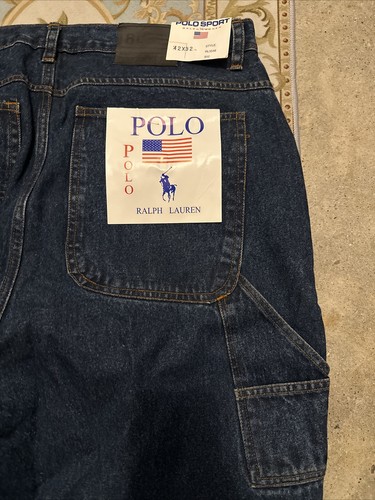 Polo Sport Ralph Lauren Men's Blue Dungaree Relaxed Fit Carpenter Jeans 42x34 - Picture 8 of 10