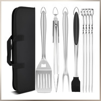 GrillzubehöR Set 9-Teilig Edelstahl Bbq Werkzeug Langlebig FüR MäNner Outdoor