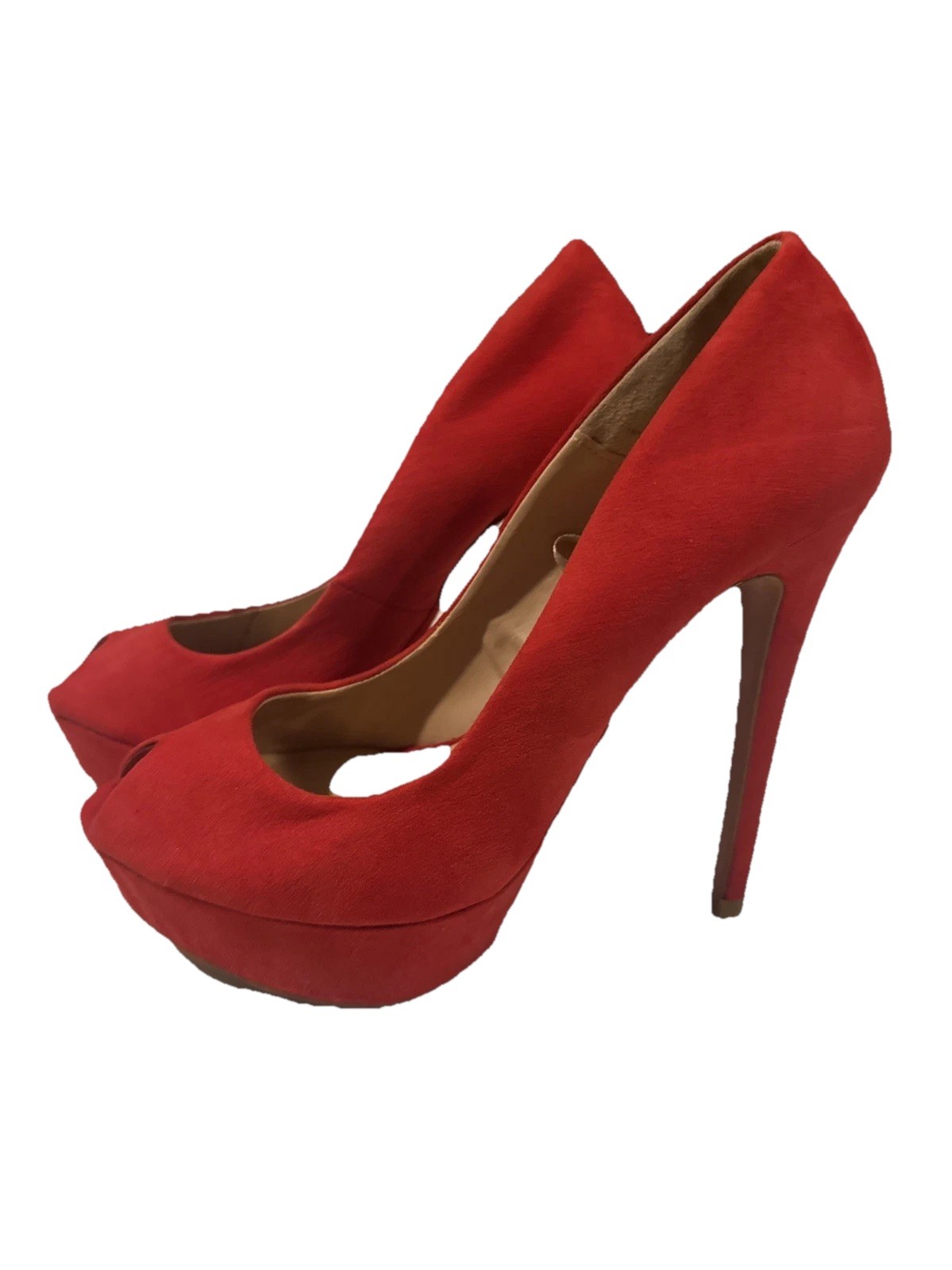 Zara Basic Red Suede High Platform Heels Stiletto… - image 1