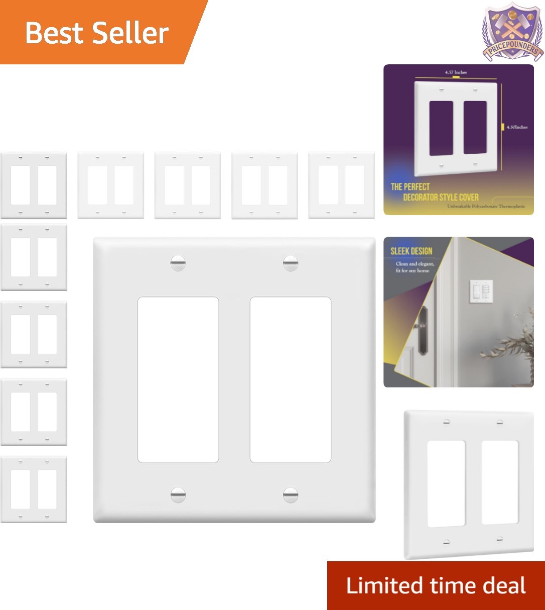 Polycarbonate Thermoplastic 2-gang White 10-pack