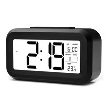 Digital LED Bedside Snooze Alarm Clock Time Temperature Day/Night Mode Clock