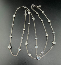 SILPADA 925 STERLING SILVER CLEAR CZ STATION CHAIN NECKLACE 31"