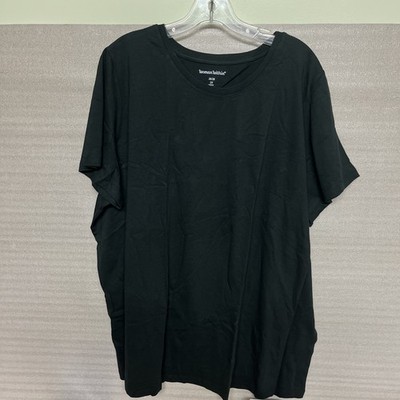 Woman Within T-Shirt Womens 2X 26/28 Jet Black 100% Cotton Soft - New