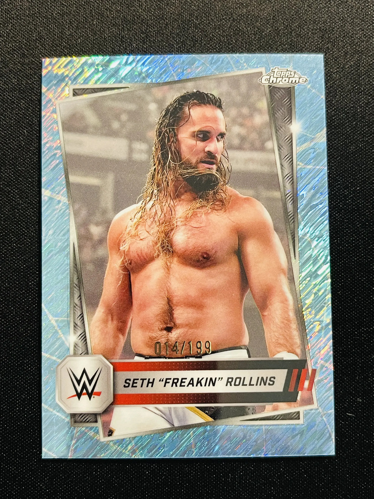 2025 Topps Chrome Seth Freakin Rollins #5 Aqua Shimmer Refractor 14/199 KM009