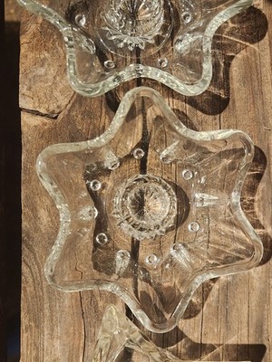 A Pair Of Vintage 70s, Anchor Hocking 6 Point Star Candle Holders