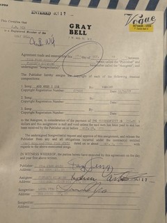 Laura Nyro And When I Die Signed Original Contract Document Music