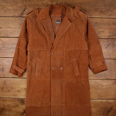 Vintage International Male Wildlederjacke L Herren braun zweireihig Trenchcoat