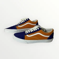 VANS Old Skool Skateboarding Woven Apricot and Blue Suede Sneaker Shoes Mens 13
