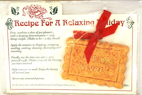 1997 Joie De Vivre Cookie Ornament & Recipe for Relaxing Holiday - Roman