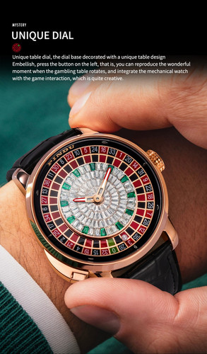 Orologio automatico uomo lusso 2025 PINDU casinò roulette con pulsante - Foto 2 di 5