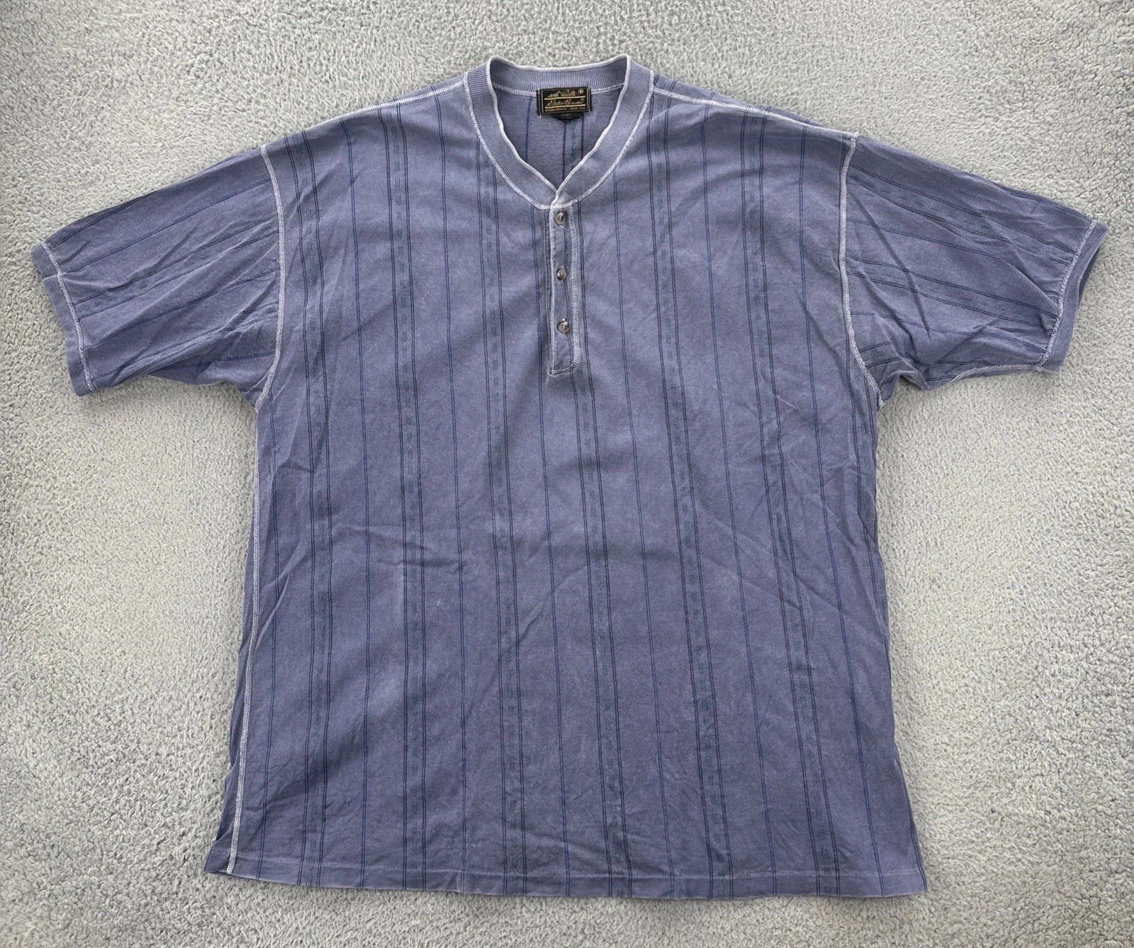 Vintage Eddie Bauer Purple Henley Shirt Made In USA
