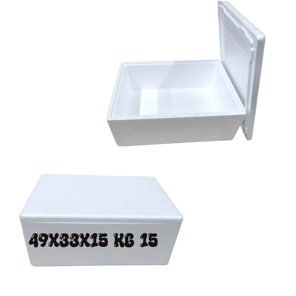Boîte Thermique En Polystyrène 15kg avec Couvercle – Récipient Isotherme 49x33 - Photo 1/1