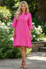 Johnny Was Camille Kimono Sleeve Linen Shirt Dress J35525-1*