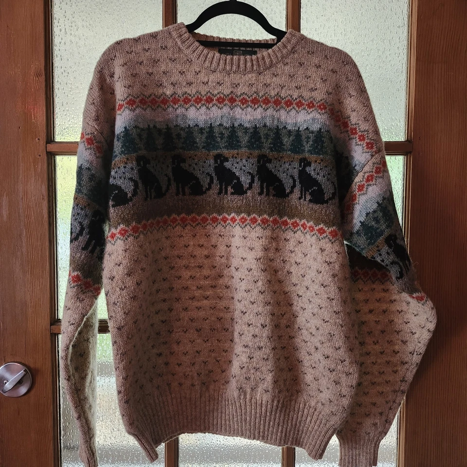 VTG NWT 90s Orvis Black Dog Sweater Wool L Woodland Trees UNWORN Labrador  - Image 2 of 4