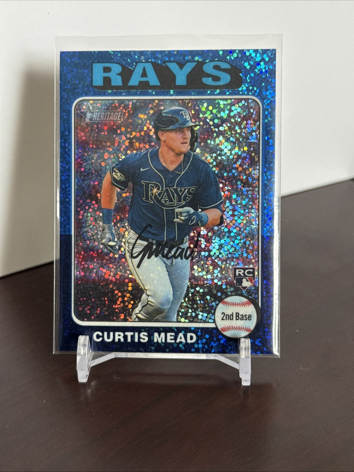 2024 Topps Heritage - Curtis Mead #176 Chrome Blue Sparkle Refractor (RC)