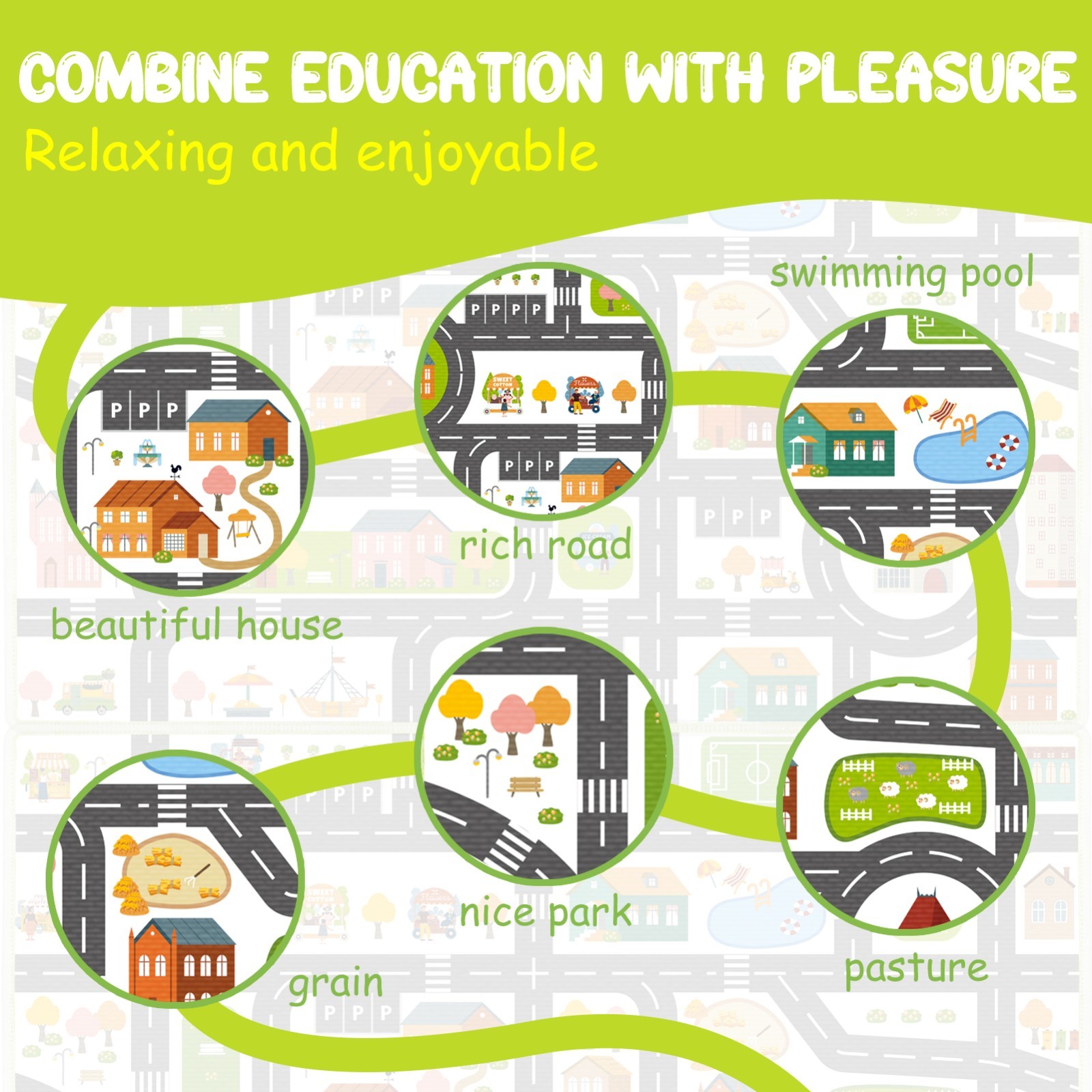 Kids Rug Car Rug,Kids Paly Rug,31"x 47" Kids Carpet with Roads,Washable Non-Slip