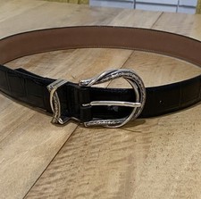 Brighton PARIS Black Leather Belt Size 32 M Made in USA