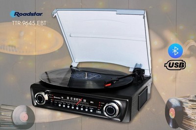   Roadstar TTR-9645EBT Plattenspieler FM Radio Bluetooth USB AUX Encoding