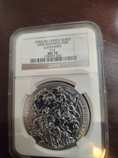Ultra Rare Rwanda  African Wildlife Elephants Fauna graded silver coin 2009