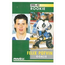 Felix Potvin Rookie Pinnacle 1991 Hockey Card  Maple Leaf