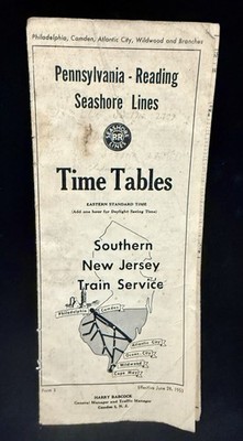 Pennsylvania-Reading Seashore Lines Time Tables, S. New Jersey (June 28, 1953)