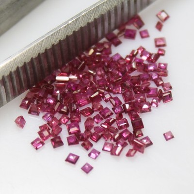 Natural Faceted Red Ruby Piece In Square Shape Lot 1 mm, 2 mm, Size