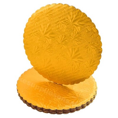 14 inch Gold Round Scalloped Edge Coated Cakeboard,Waxed Greaseproof, Disposa...