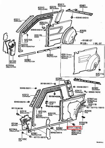 Genuine Corolla EE80 CE80 CE71 CE70 AE82 AE71 Quarter Inside Trim Board Clip x5 - Picture 11 of 20