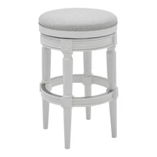 Pemberly Row 31" Backless Wood Bar Height Swivel Stool in White