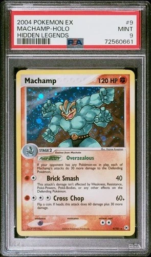 2004 POKEMON EX HIDDEN LEGENDS #9 MACHAMP-HOLO PSA 9