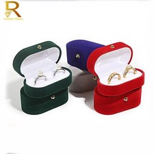 Velvet Trinket Box Ring Box Jewelry Organizer Double Rings Box Wedding Gift Box