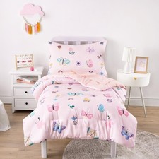 - Butterfly Toddler Bedding Set for Girls, Cute Colorful Butterfly with Flora...