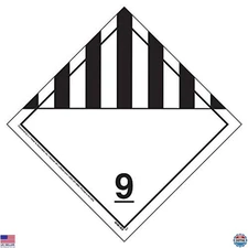 Class 9 Miscellaneous Placard 25-pk. - 10.75" x 10.75" Removable Self Adhesive