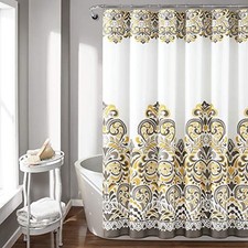 Clara Shower Curtain-Fabric Colorful Boho Paisley Damask Print Design, 72 x